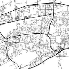 1:1 square aspect ratio vector road map of the city of  Basildon in the United Kingdom with black roads on a white background.