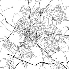 Obraz premium 1:1 square aspect ratio vector road map of the city of St Albans in the United Kingdom with black roads on a white background.