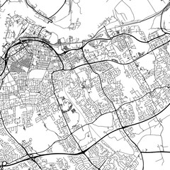 Fototapeta na wymiar 1:1 square aspect ratio vector road map of the city of Middlesbrough in the United Kingdom with black roads on a white background.