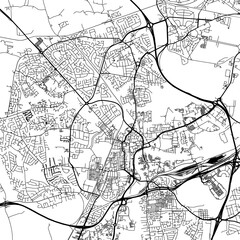 Fototapeta na wymiar 1:1 square aspect ratio vector road map of the city of Stockton-on-Tees in the United Kingdom with black roads on a white background.