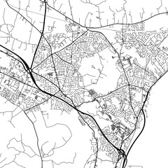 Obraz premium 1:1 square aspect ratio vector road map of the city of Newtownabbey in the United Kingdom with black roads on a white background.