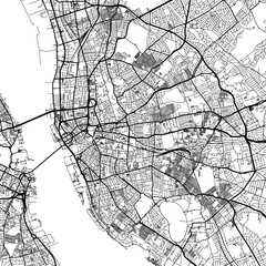 Obraz premium 1:1 square aspect ratio vector road map of the city of Liverpool in the United Kingdom with black roads on a white background.