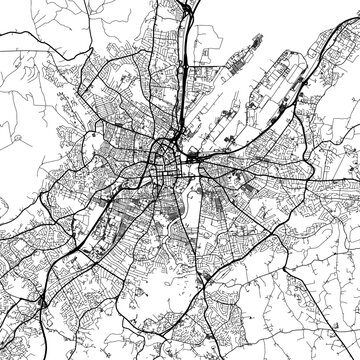 1:1 square aspect ratio vector road map of the city of  Belfast in the United Kingdom with black roads on a white background.