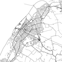 Obraz premium 1:1 square aspect ratio vector road map of the city of Southport in the United Kingdom with black roads on a white background.