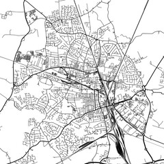 Fototapeta na wymiar 1:1 square aspect ratio vector road map of the city of Crewe in the United Kingdom with black roads on a white background.