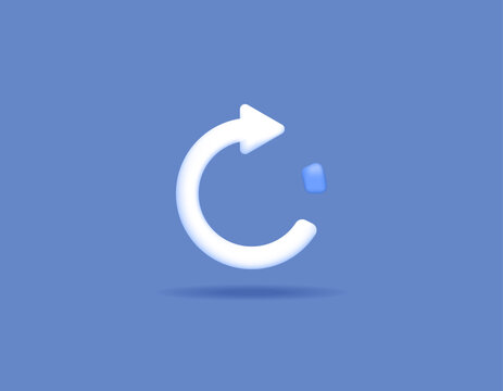 the concept of icon or 3d symbol of refresh, reload, update, process, repeat, rotate, automatic synchronization. 3d and realistic concept design. vector element design. blue background
