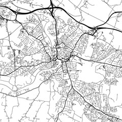 1:1 square aspect ratio vector road map of the city of  Maidstone in the United Kingdom with black roads on a white background.