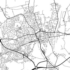 Fototapeta na wymiar 1:1 square aspect ratio vector road map of the city of Maidenhead in the United Kingdom with black roads on a white background.
