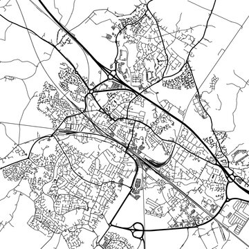 1:1 square aspect ratio vector road map of the city of  Ashford in the United Kingdom with black roads on a white background.