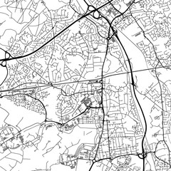 1:1 square aspect ratio vector road map of the city of  Farnborough in the United Kingdom with black roads on a white background.