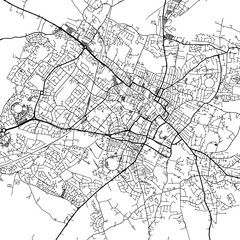 Fototapeta na wymiar 1:1 square aspect ratio vector road map of the city of Cheltenham in the United Kingdom with black roads on a white background.