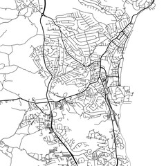 1:1 square aspect ratio vector road map of the city of  Paignton in the United Kingdom with black roads on a white background.