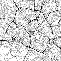 Obraz premium 1:1 square aspect ratio vector road map of the city of Birmingham Center in the United Kingdom with black roads on a white background.