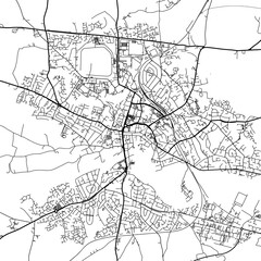 1:1 square aspect ratio vector road map of the city of  Hereford in the United Kingdom with black roads on a white background.