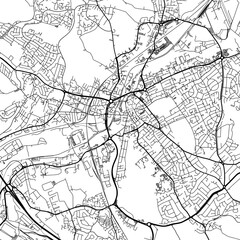 Fototapeta na wymiar 1:1 square aspect ratio vector road map of the city of Rotherham in the United Kingdom with black roads on a white background.