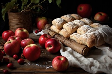 fresh picked apples next to a rolled-out dough