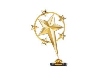 Gold award, winner cup isolated on white background. Concept winner, award, competition, show, contest, light golden luxury style. 3D illustration, 3D render.