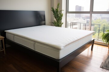 organic mattress topper showcased on a platform