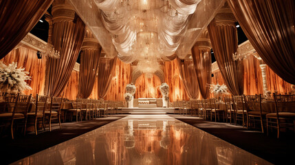  Luxurious Indian Wedding Reception Hall and Gold Trim
