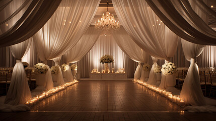 Indoor Wedding Reception with Elegant Ceremony,  - obrazy, fototapety, plakaty