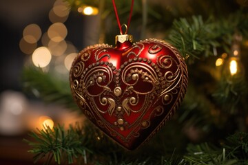 heart-shaped christmas ornament with intricate design - Powered by Adobe