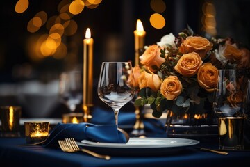 Fototapeta na wymiar Luxury dinning table. celebrate and romantic. Generative AI