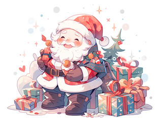 Santa Claus with gift box.Generative Ai