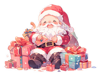 Santa Claus with gift box.Generative Ai