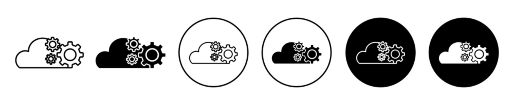 Cloud Setting Icon. Online digital data management service symbol set. cloud server database setting and security vector line sign.