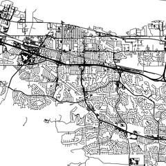 1:1 square aspect ratio vector road map of the city of  Antioch California in the United States of America with black roads on a white background.