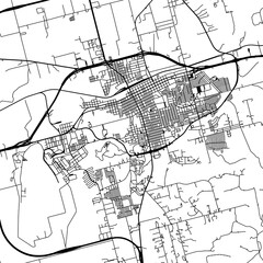 1:1 square aspect ratio vector road map of the city of  Big Spring Texas in the United States of America with black roads on a white background.