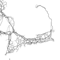 1:1 square aspect ratio vector road map of the city of  Cape Cod Massachusetts in the United States of America with black roads on a white background.