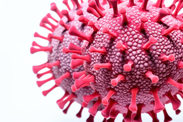 Fototapeta premium Detailed macro image of virus structures isolated on a white background 