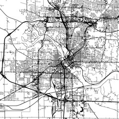 1:1 square aspect ratio vector road map of the city of  Cedar Rapids Iowa in the United States of America with black roads on a white background.