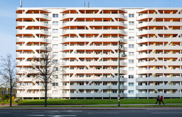 Dessau, Germany - April 20, 2023: socialistic living building in Dessau
