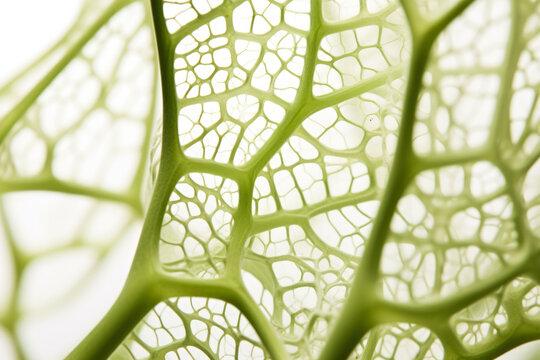 Close-up image of cellular plant structures isolated on a white background 