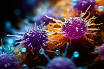 Exceptional macro image of virus-infected cells under potent microscopy 