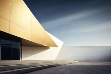 Modern polygon shape silver and gold building exterior design