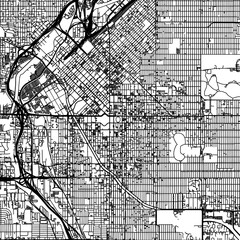 1:1 square aspect ratio vector road map of the city of  Denver Center Colorado in the United States of America with black roads on a white background.