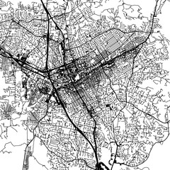 1:1 square aspect ratio vector road map of the city of  Escondido California in the United States of America with black roads on a white background.