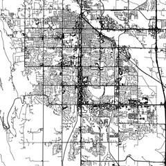 1:1 square aspect ratio vector road map of the city of  Fort Collins Colorado in the United States of America with black roads on a white background.