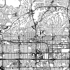1:1 square aspect ratio vector road map of the city of  Fullerton California in the United States of America with black roads on a white background.