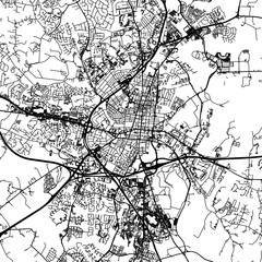 Obraz premium 1:1 square aspect ratio vector road map of the city of Frederick Maryland in the United States of America with black roads on a white background.