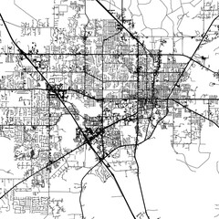 1:1 square aspect ratio vector road map of the city of  Gainesville Florida in the United States of America with black roads on a white background.
