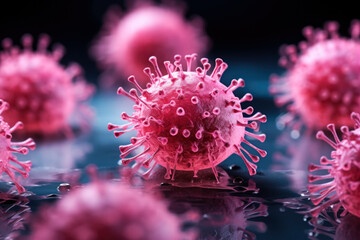 Focused macro image of virus-infected cells isolated on a white background 