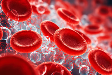 High-resolution image of human blood cells under microscope isolated on a white background 