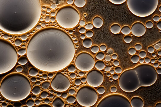 Highly magnified snapshots of yeast cells under microscope revealing unique patterns 