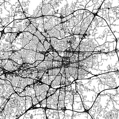 1:1 square aspect ratio vector road map of the city of  Greensboro North Carolina in the United States of America with black roads on a white background.