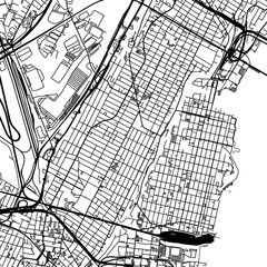 1:1 square aspect ratio vector road map of the city of  Hoboken New Jersey in the United States of America with black roads on a white background.