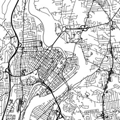 1:1 square aspect ratio vector road map of the city of  Holyoke Massachusetts in the United States of America with black roads on a white background.